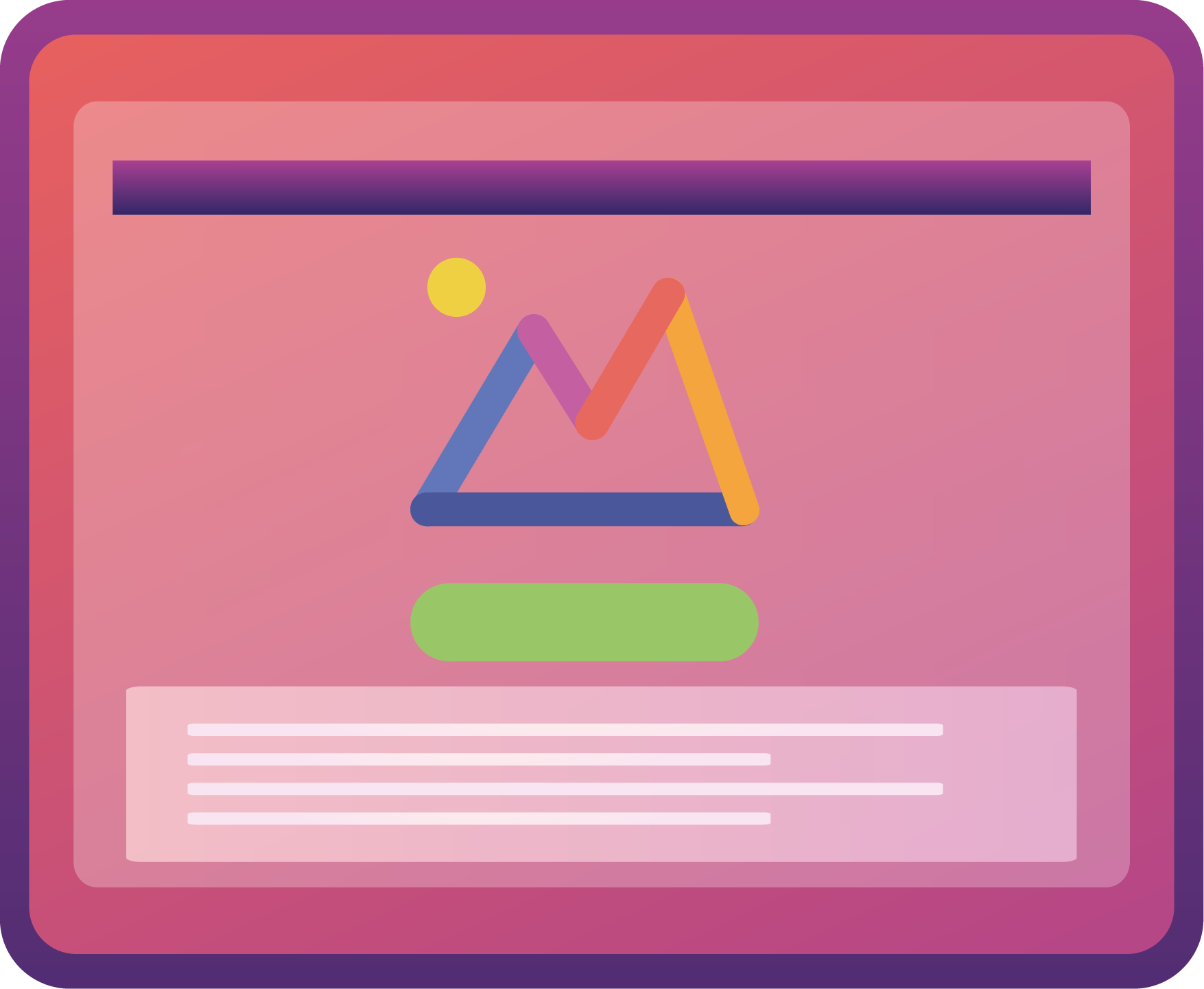 Illustration of a perfect landing page main screen with logo, button, and text
